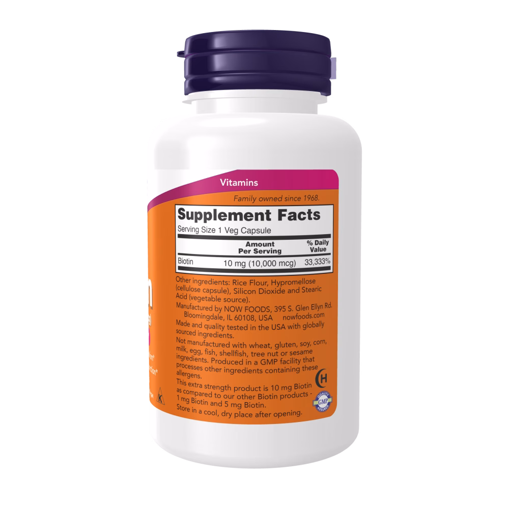 NOW Foods Biotin 10mg Extra Strength - Image 2