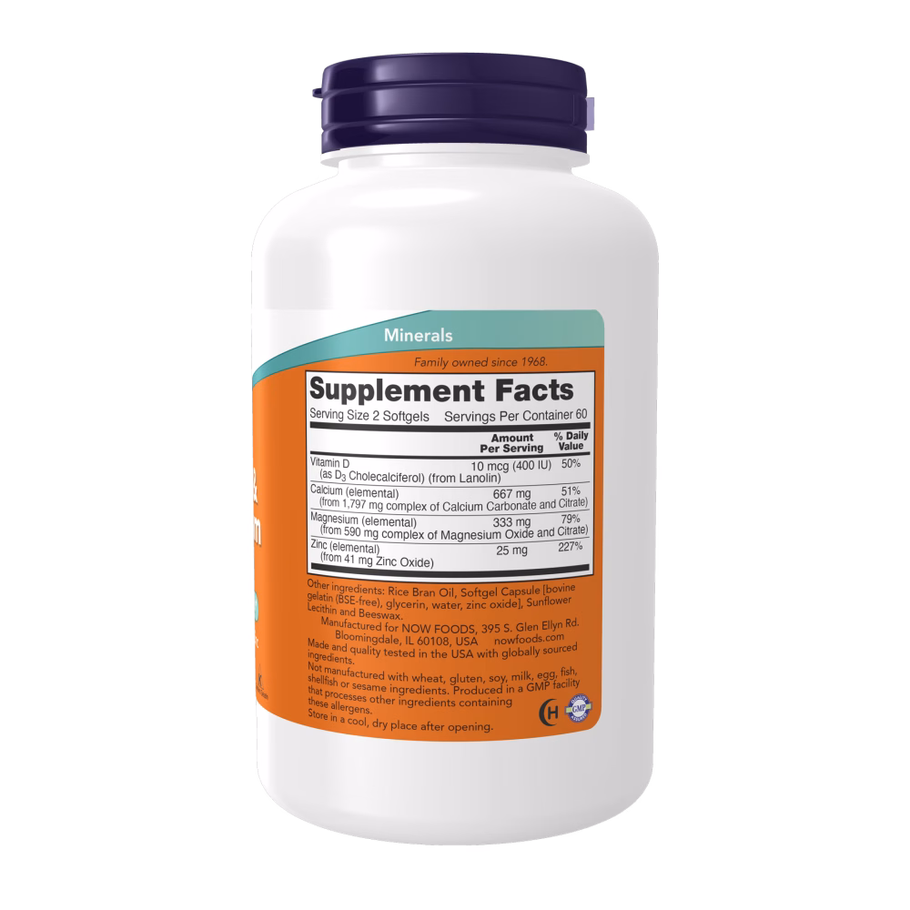 NOW Foods Calcium & Magnesium with Vitamin D3 and Zinc - Image 2