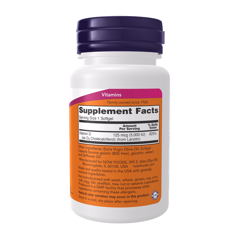 NOW Foods Vitamin D-3 5,000 IU - Image 2