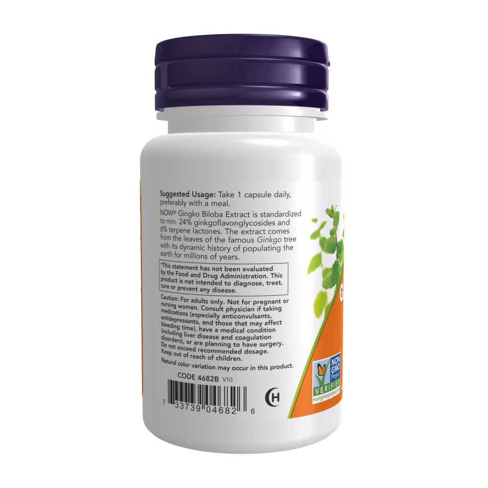NOW Foods Ginkgo Biloba 120mg Double Strength +Eleuthero Root - Image 2