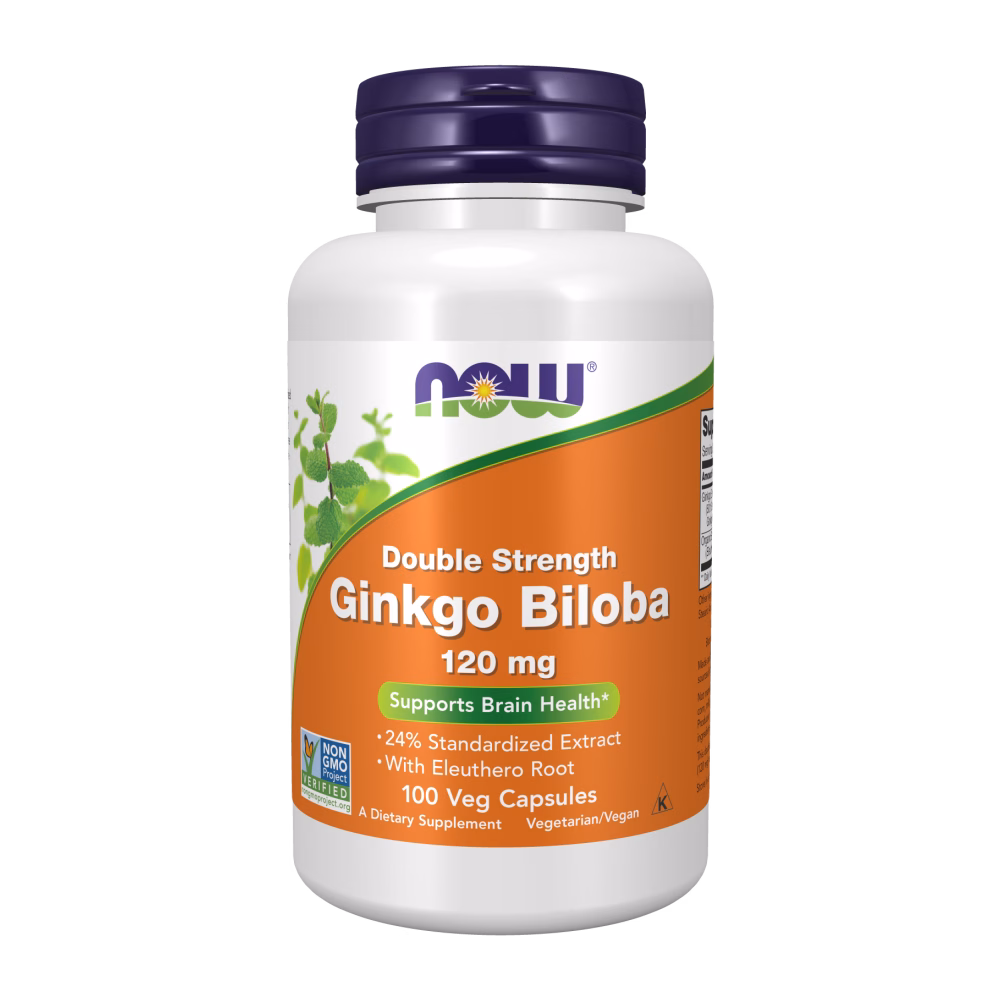 NOW Foods Ginkgo Biloba 120mg Double Strength +Eleuthero Root