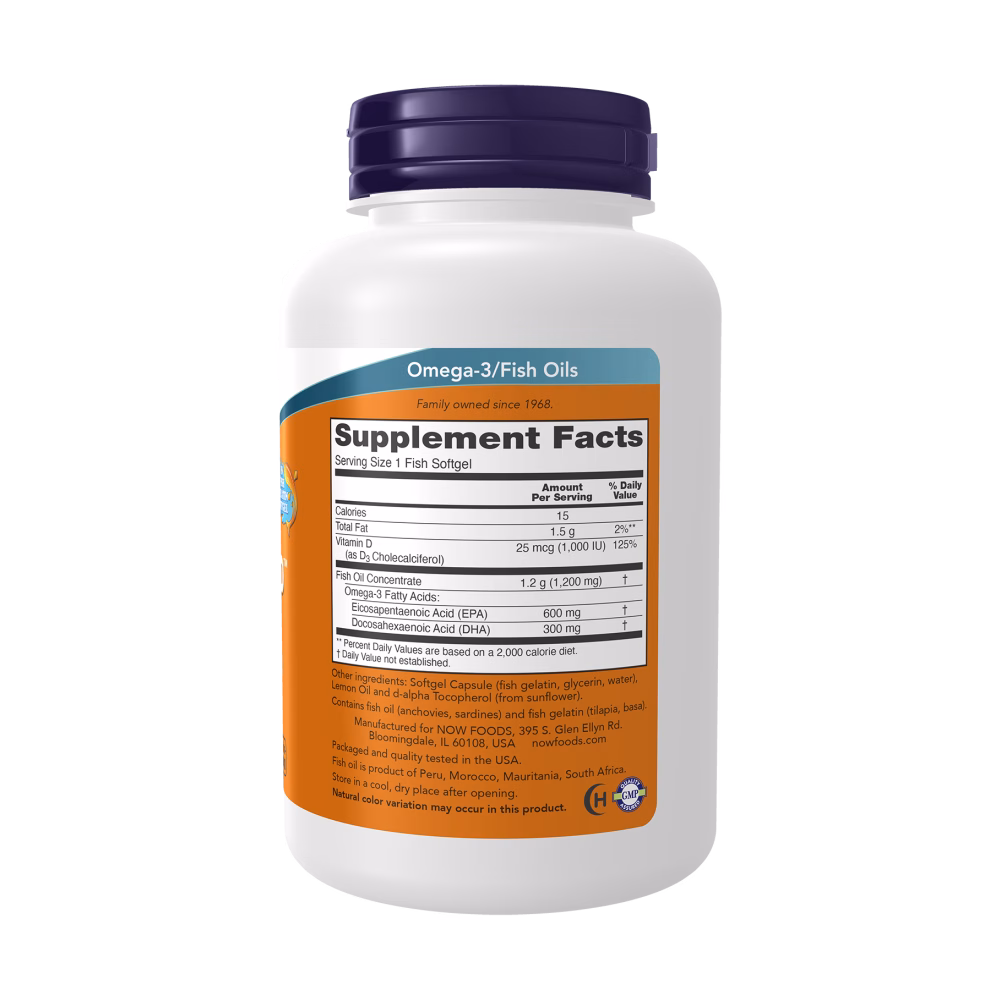 NOW Foods Ultra Omega 3-D 600 EPA / 300 DHA 1,000 IU Vitamin D-3 - Image 3