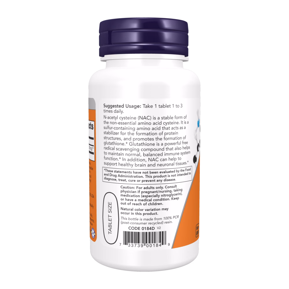 NOW Foods NAC 1000 mg Tablets - Image 3