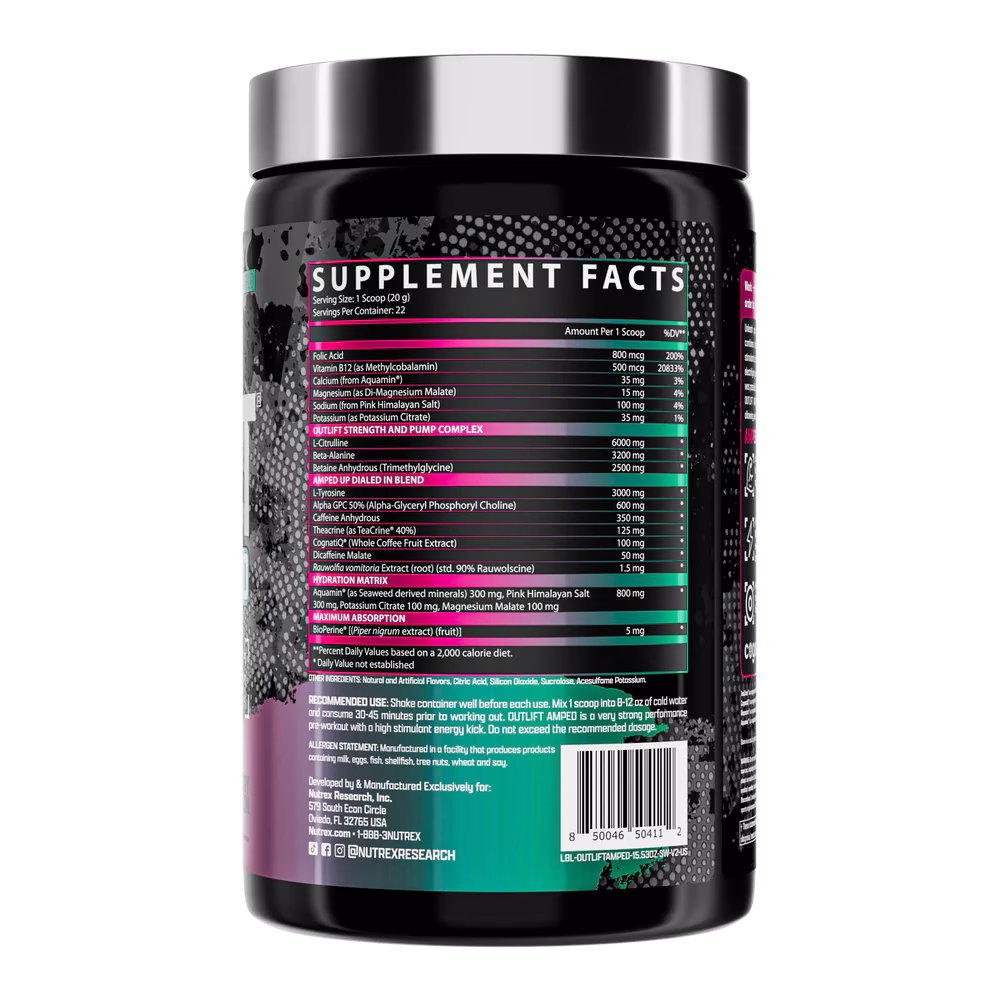 Nutrex Research Outlift Amped Explosive Energy, Extreme Pumps and Enhanced Focus Pre-Workout - Image 3