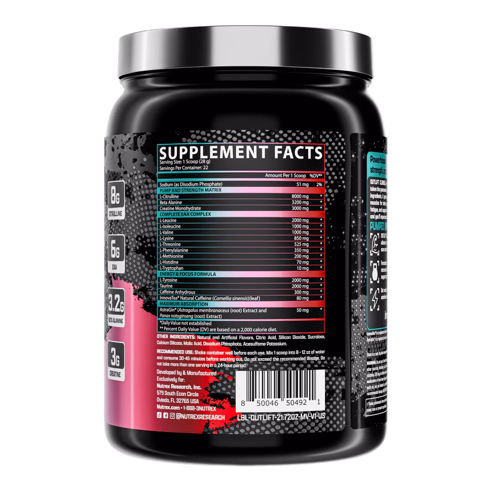 Nutrex Research Outlift Clinical Clinically Dosed All-In-One Pre-Workout - Image 2