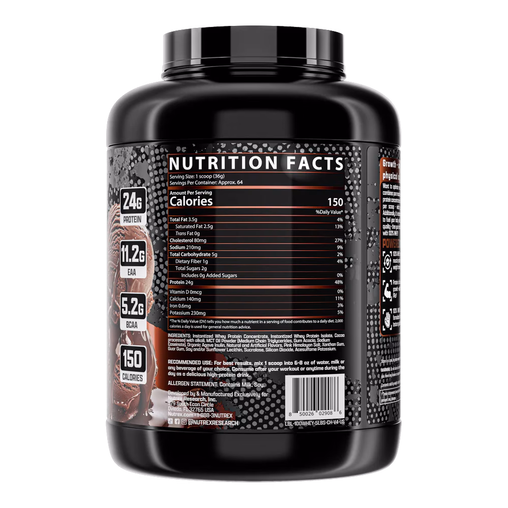 Nutrex Research 100% Whey Protein Premium Protein For Muscle Growth & Recovery - Image 2